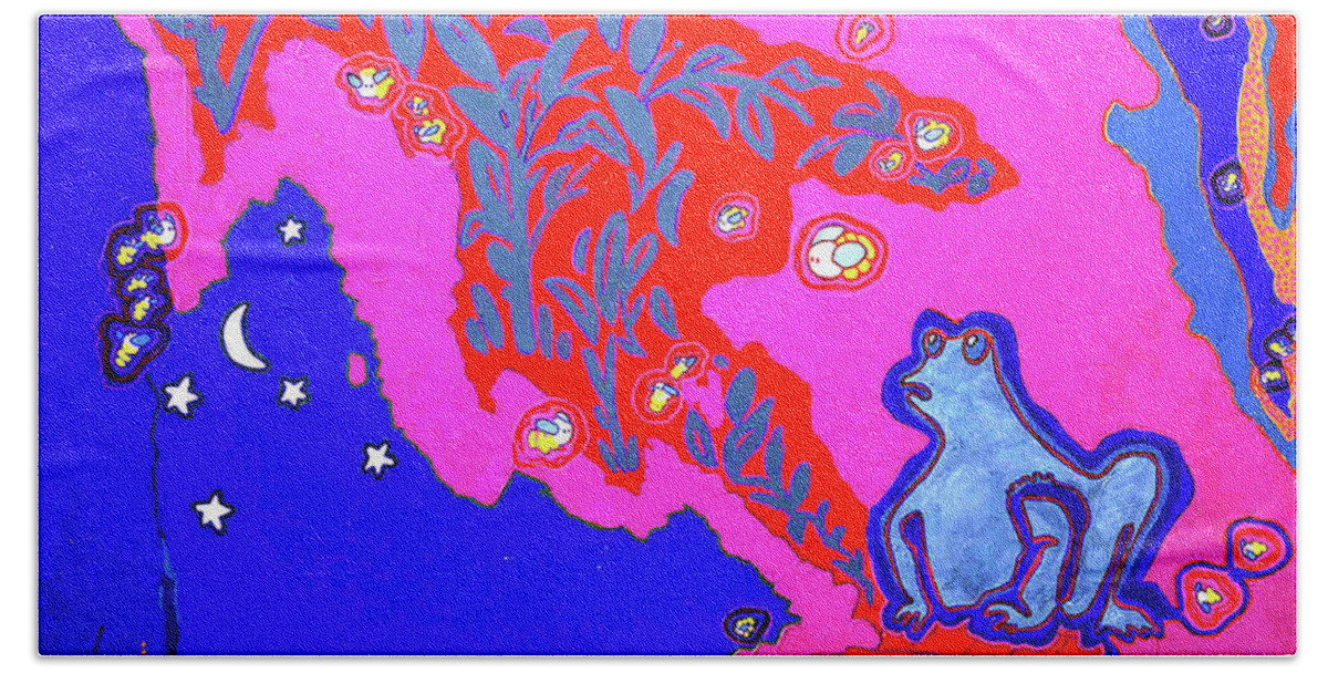 Frogs Beach Sheet featuring the painting Supper on the Patio by Adele Bower