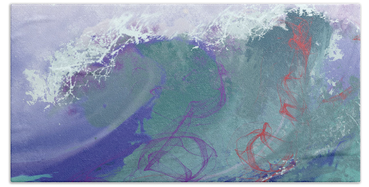 Seascape Beach Sheet featuring the digital art Surf's Up by Jacqueline Shuler