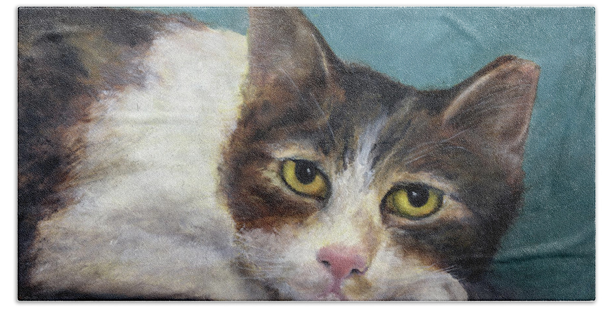 Cat Beach Sheet featuring the painting Taco by Nancy Strahinic
