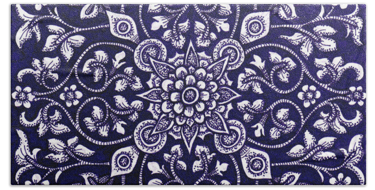 Boho Beach Towel featuring the drawing Tapestry Square 12 by Amy E Fraser
