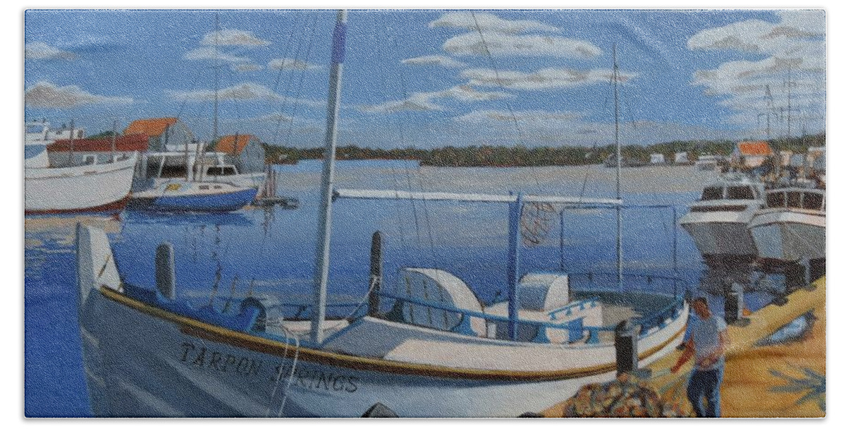 Summer Beach Towel featuring the painting Tarpon Springs Sponger by David Gilmore