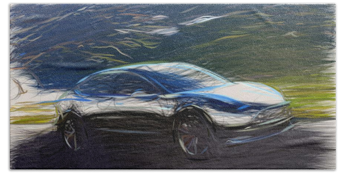 Tesla Beach Towel featuring the digital art Tesla Model 3 Prototype Draw by CarsToon Concept