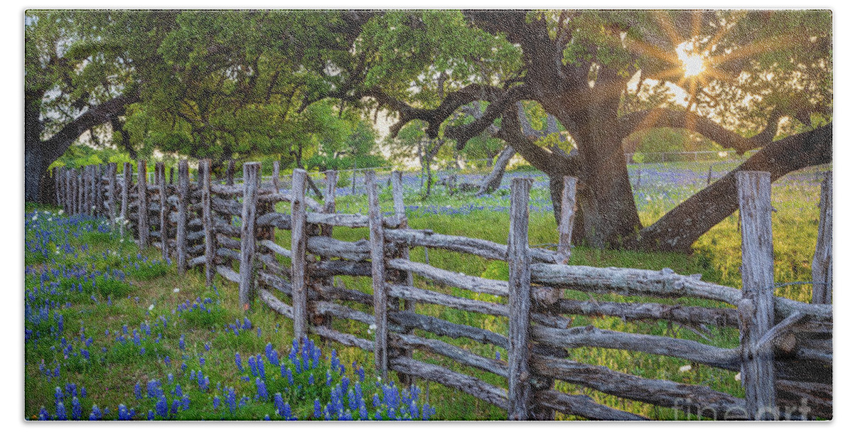America Beach Sheet featuring the photograph Texas Hill Country Fence by Inge Johnsson