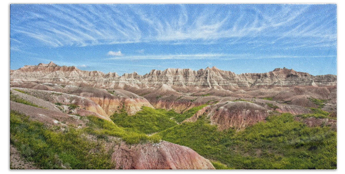 South Dakota Beach Towel featuring the photograph The Badlands Loop by Chris Spencer