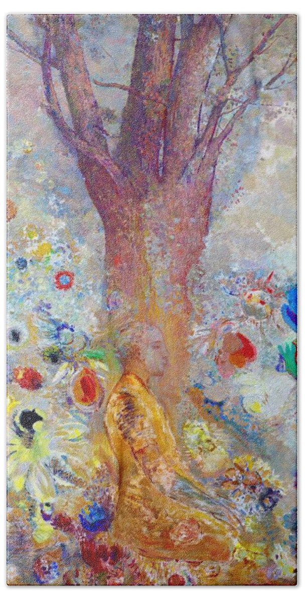Odilon Redon Beach Towel featuring the painting The Buddha - Digital Remastered Edition by Odilon Redon