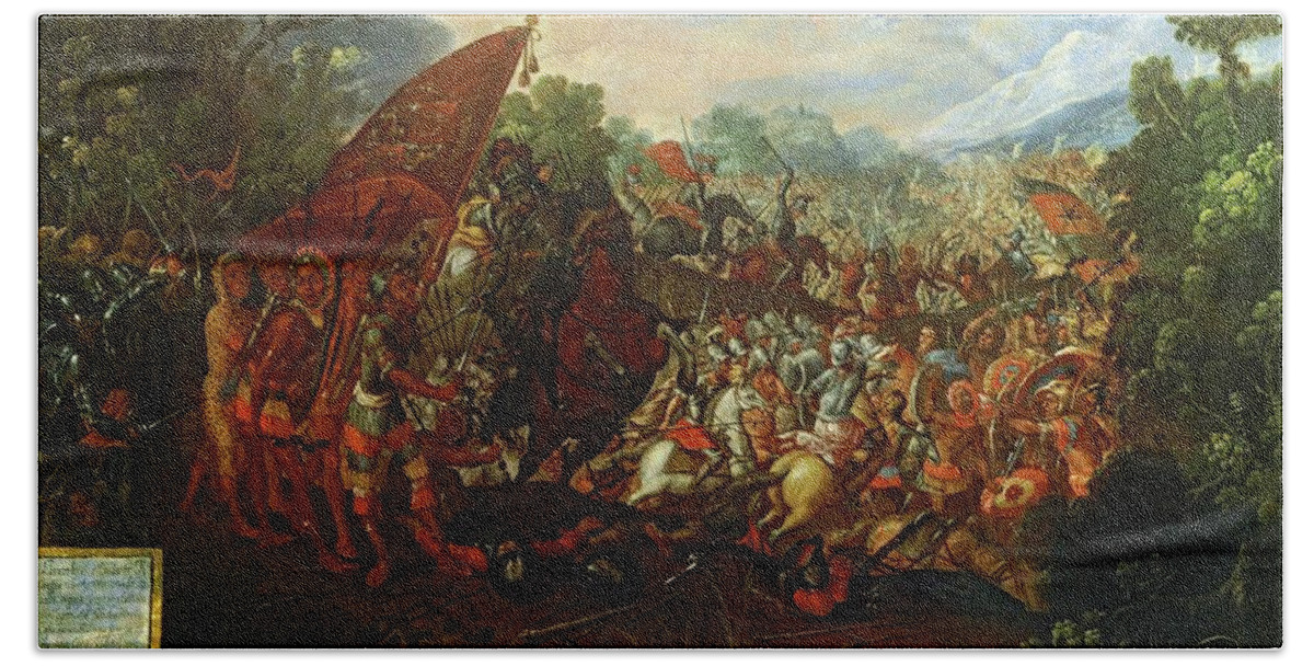 vacature Donau vaardigheid The Conquest of Mexico. The Battle of Otumba, Oil on canvas, 120 x 200 cm.  ANONIMO ESPANOL. Beach Towel by Anonimo Espanol - Pixels