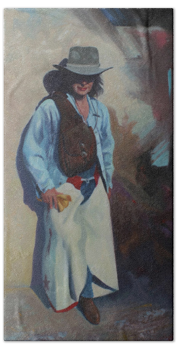 Firurative Art Beach Towel featuring the painting The Cowgirl by Carolyne Hawley