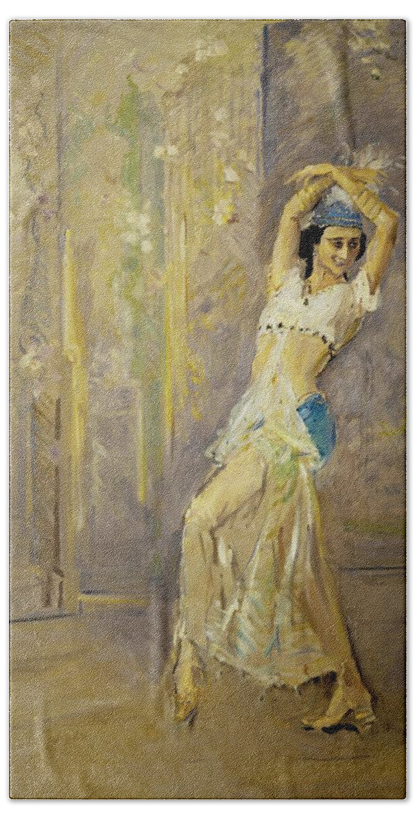Max Slevogt Beach Towel featuring the painting The dancer Pawlowa Oil on canvas -1909- 173 x 128 cm. by Max Slevogt -1868-1932-