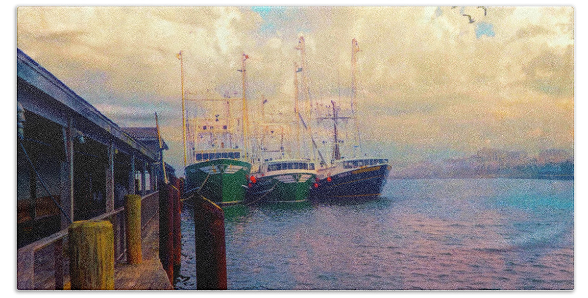 Docks Beach Sheet featuring the photograph The Docks at Cape May by John Rivera
