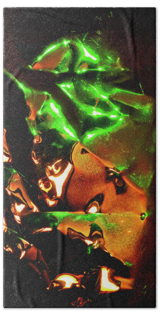 Abstract Beach Towel featuring the digital art The Green Knight by Liquid Eye