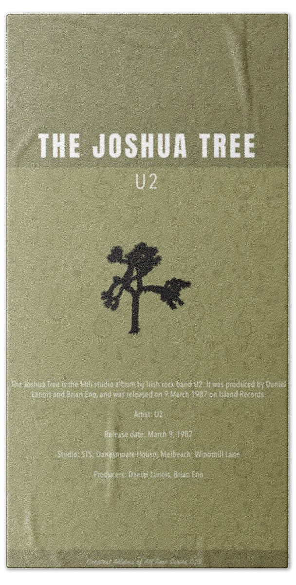 The Joshua Tree Beach Towel featuring the mixed media The Joshua Tree U2 The Greatest Albums Of All Time Minimalist Series by Design Turnpike