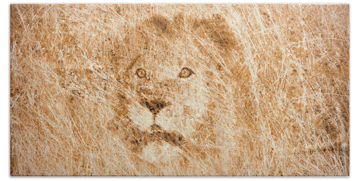 Lion Beach Towel featuring the digital art The King by Mark Allen
