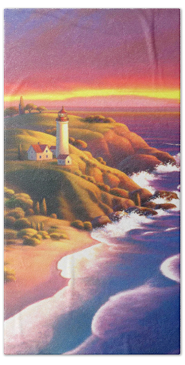 Light House Beach Towel featuring the painting The Light House by Robin Moline