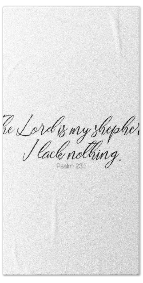 Psalm23 Beach Towel featuring the digital art The Lord is my Shepherd #psalm #minimalist by Andrea Anderegg