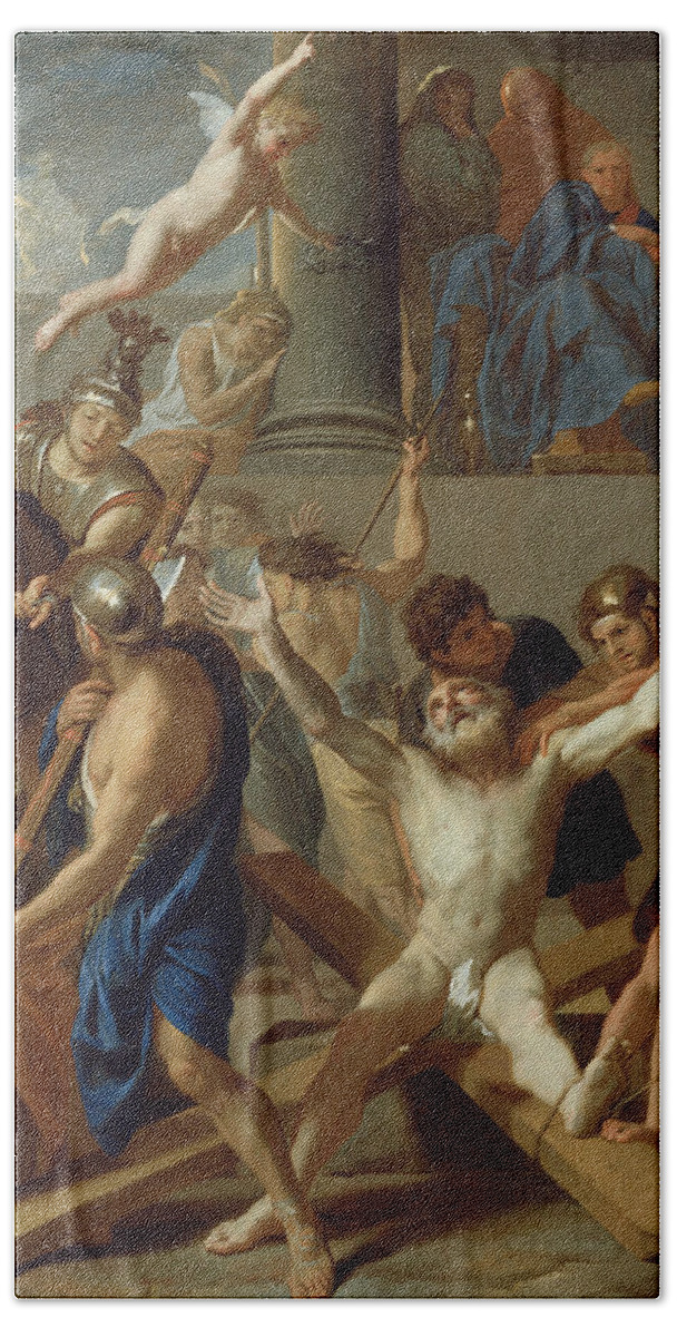 17th Century Art Beach Towel featuring the painting The Martyrdom of St. Andrew by Charles Le Brun