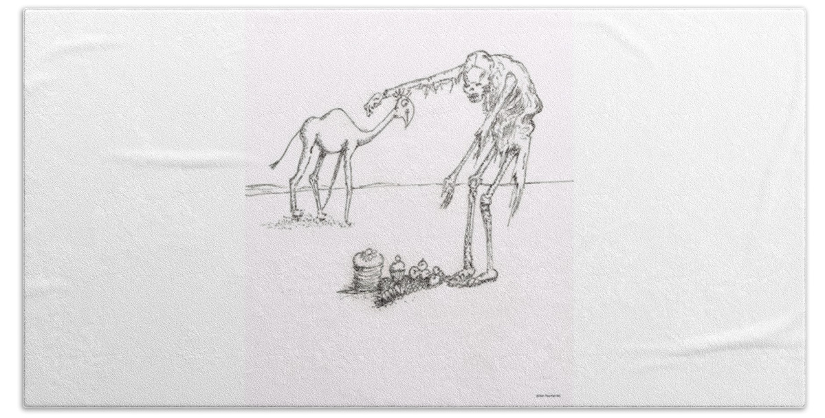 Skeleton Beach Sheet featuring the drawing The Offering by Dan Twyman