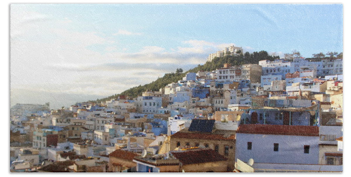 Travel Beach Towel featuring the photograph The rooftop view in Chefchaouen Morroco by Nakayosisan Wld