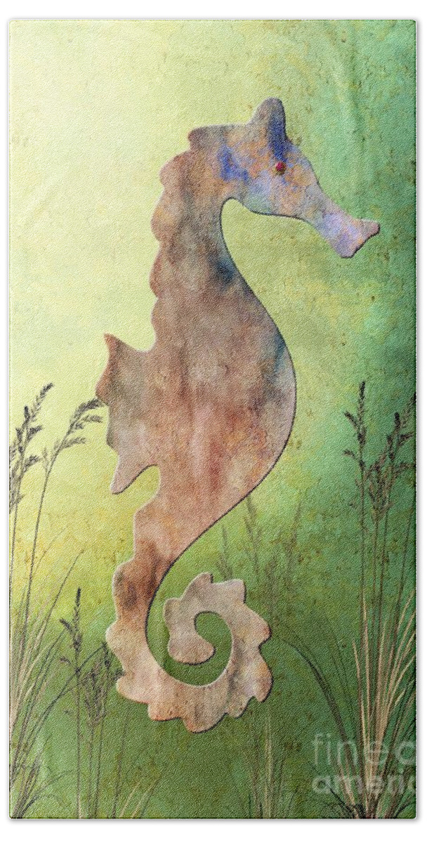 Seahorse Beach Towel featuring the digital art The Seahorse by Elaine Manley