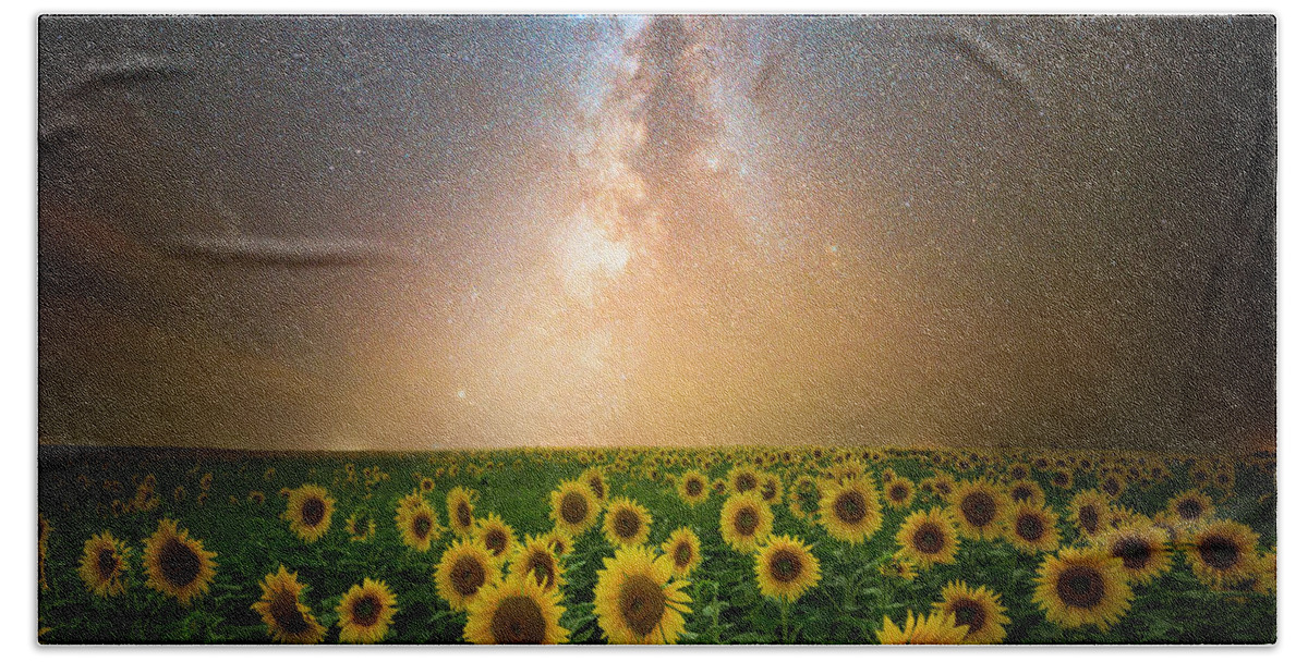 Sunflowers Beach Towel featuring the photograph The Sky Is A Neighborhood by Aaron J Groen