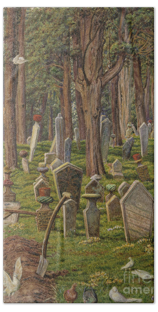 Cemetery Beach Towel featuring the painting The Sleeping City The Cemetery Of Pera, Constantinople by William Holman Hunt
