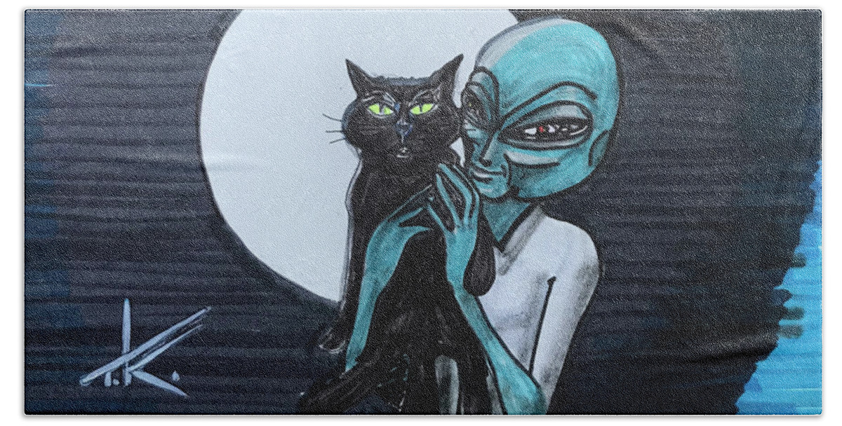 Alien Art Beach Towel featuring the drawing They Relate by Similar Alien