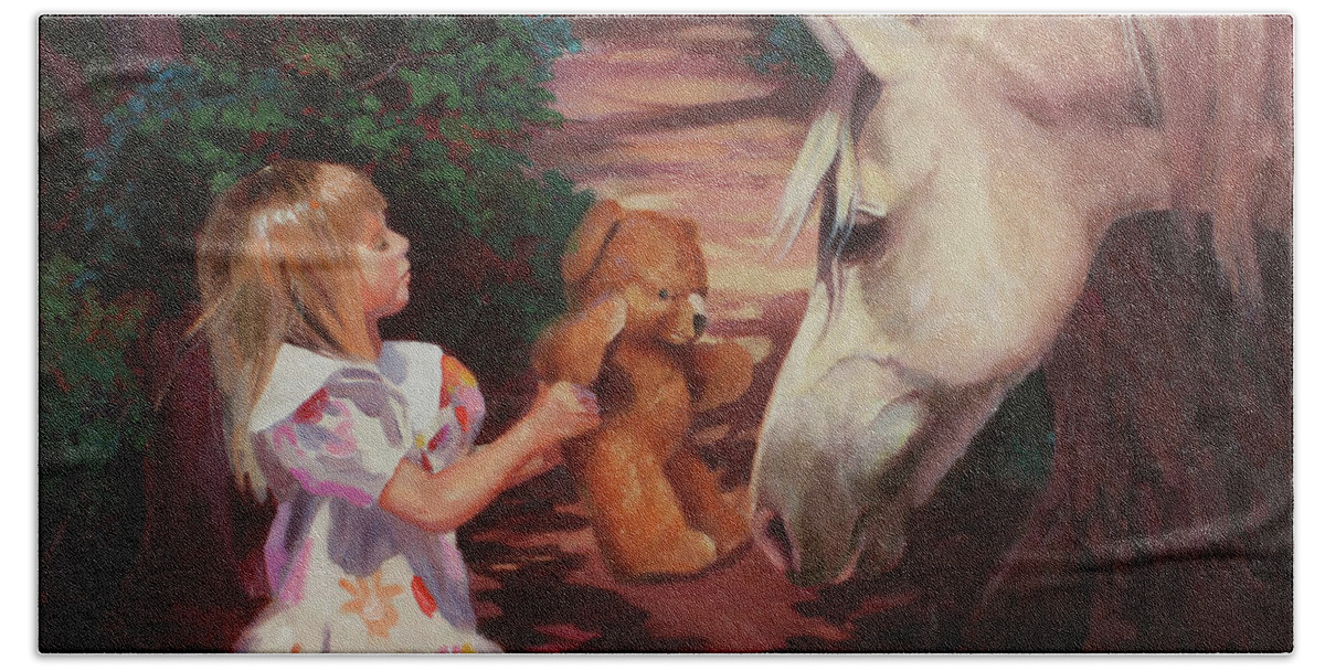 Figurative Oil Painting Beach Towel featuring the painting This is My Teddy by Carolyne Hawley