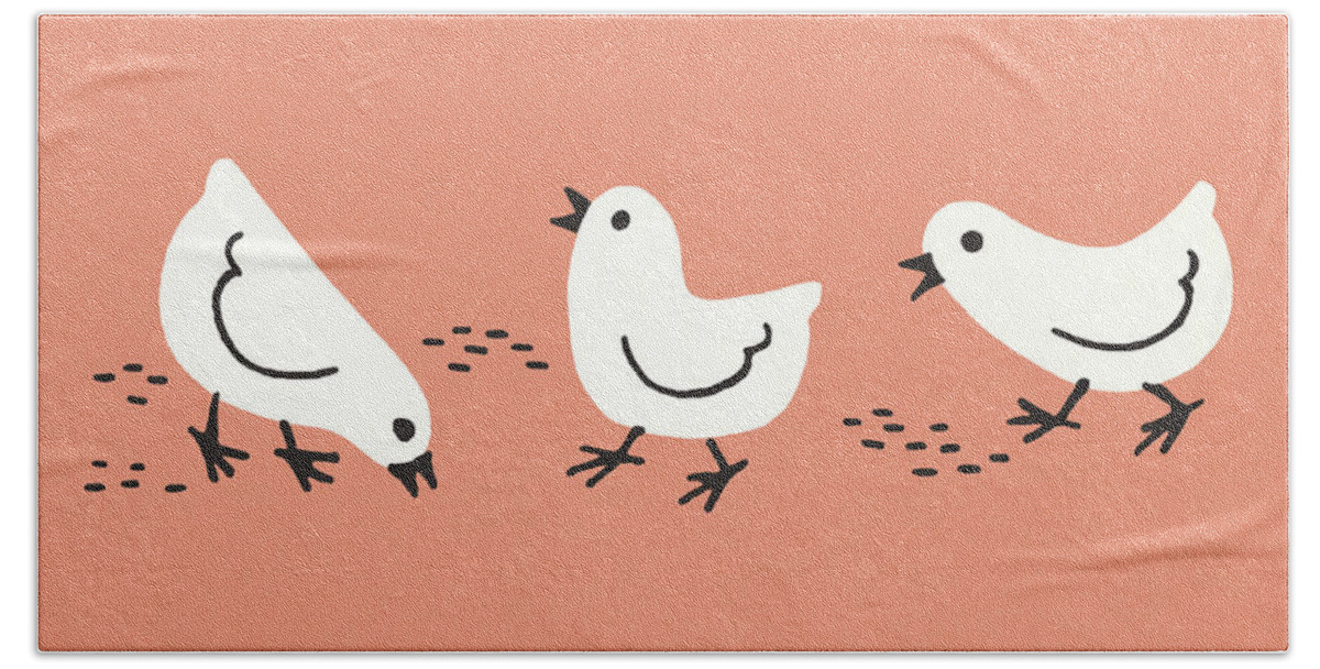 Animal Beach Towel featuring the drawing Three Chicks by CSA Images
