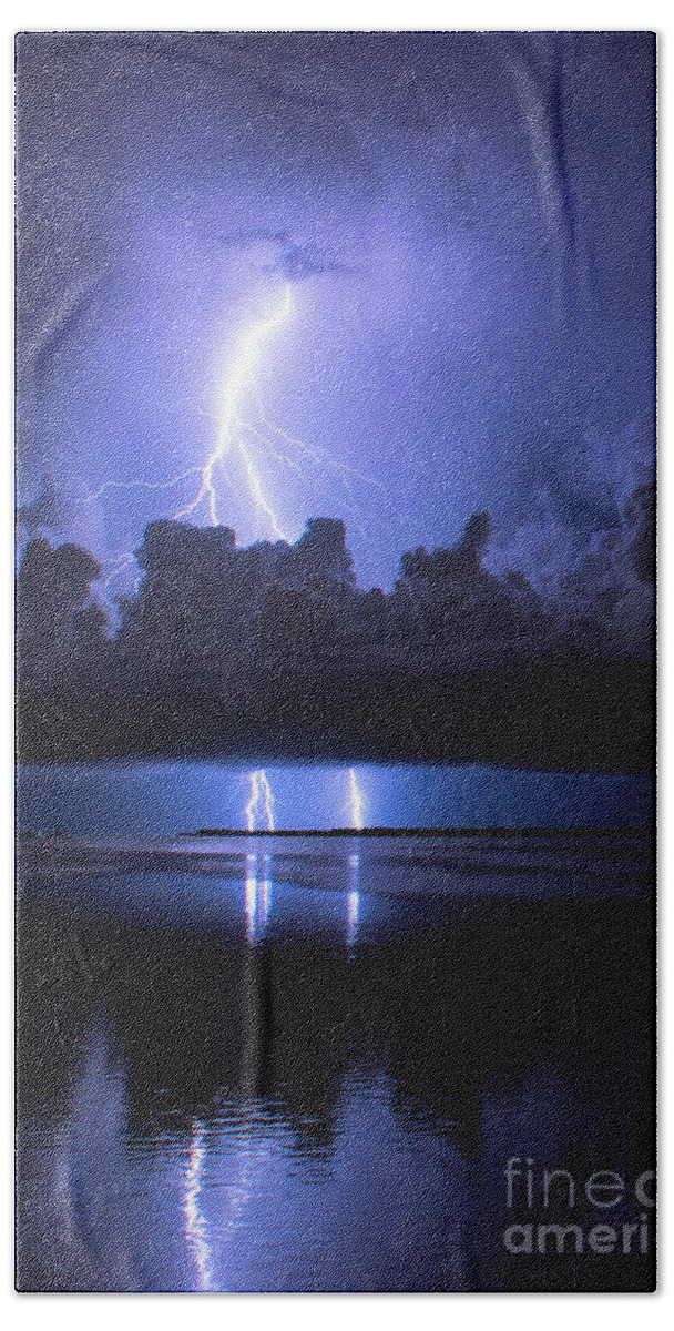 Lightning Beach Towel featuring the photograph Electric Blue #1 by Quinn Sedam