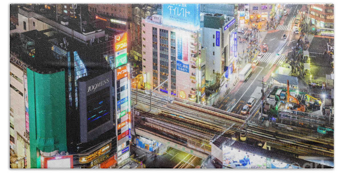 Tokyo Night Beach Towel featuring the photograph Tokyo lights, Japan by Matteo Colombo