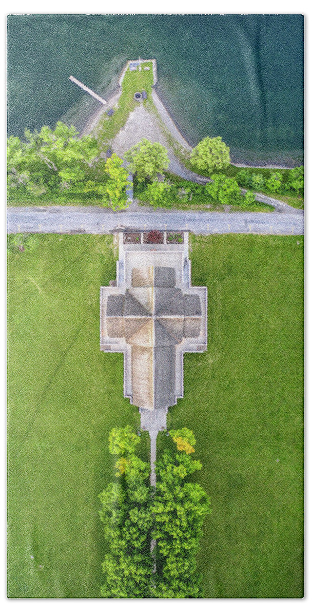 Finger Lakes Beach Towel featuring the photograph Top Down View Of Norton Chapel by Anthony Giammarino