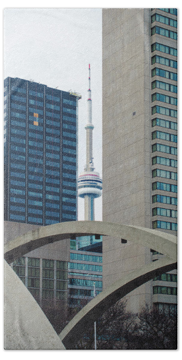 Toronto Beach Towel featuring the photograph Toronto Tower View by Sonja Quintero