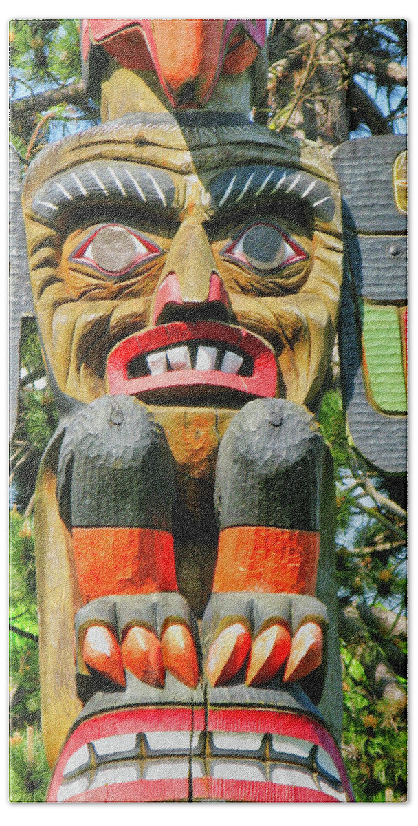 Canada Beach Towel featuring the photograph Totem pole, Victoria BC by Segura Shaw Photography