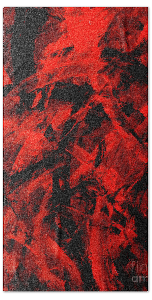 Red Beach Towel featuring the painting Transitions with Red and Black by Dean Triolo