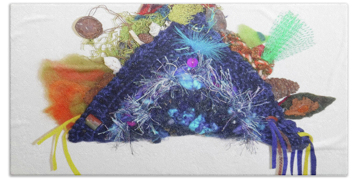 Fiber Sculpture Beach Towel featuring the mixed media Trash Taco SOLD by Sylvia Greer