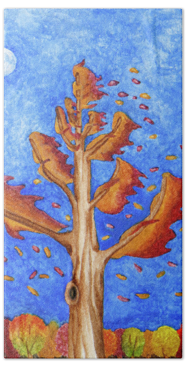 Nature Beach Sheet featuring the painting Tree in Autumn Wind I by Robert Morin