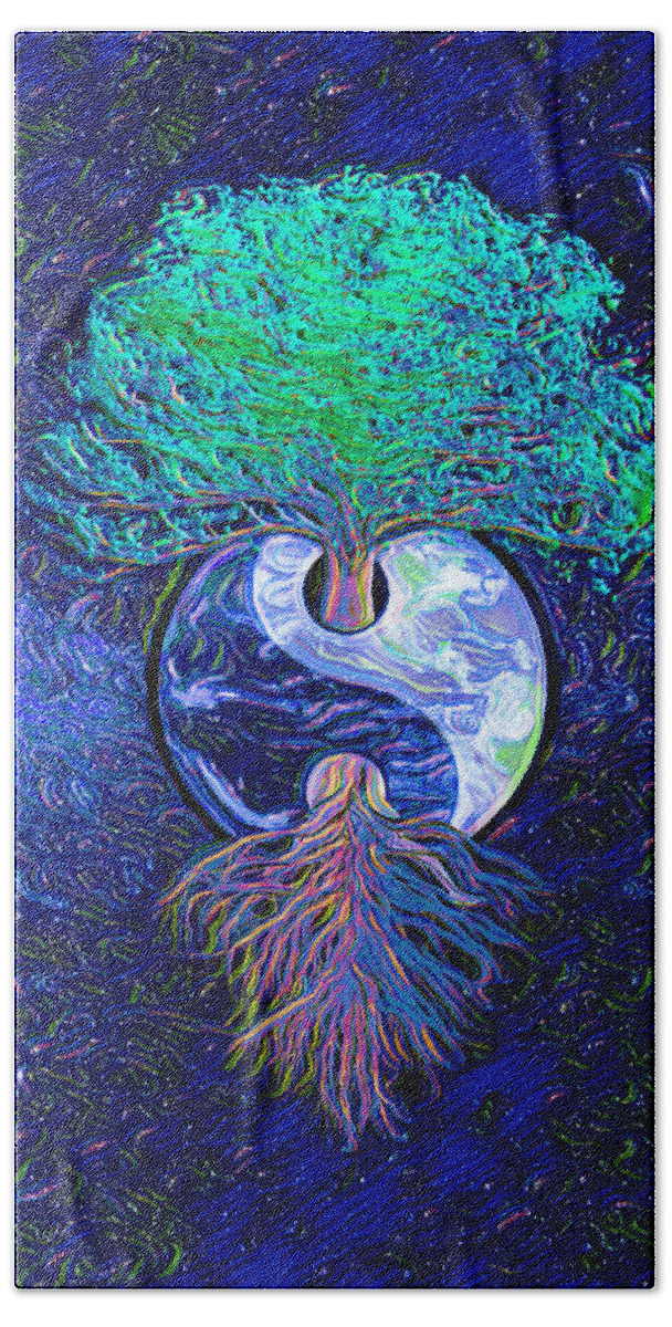 Tree Of Life Beach Towel featuring the digital art Tree of Life Yin Yang by Amelia Carrie