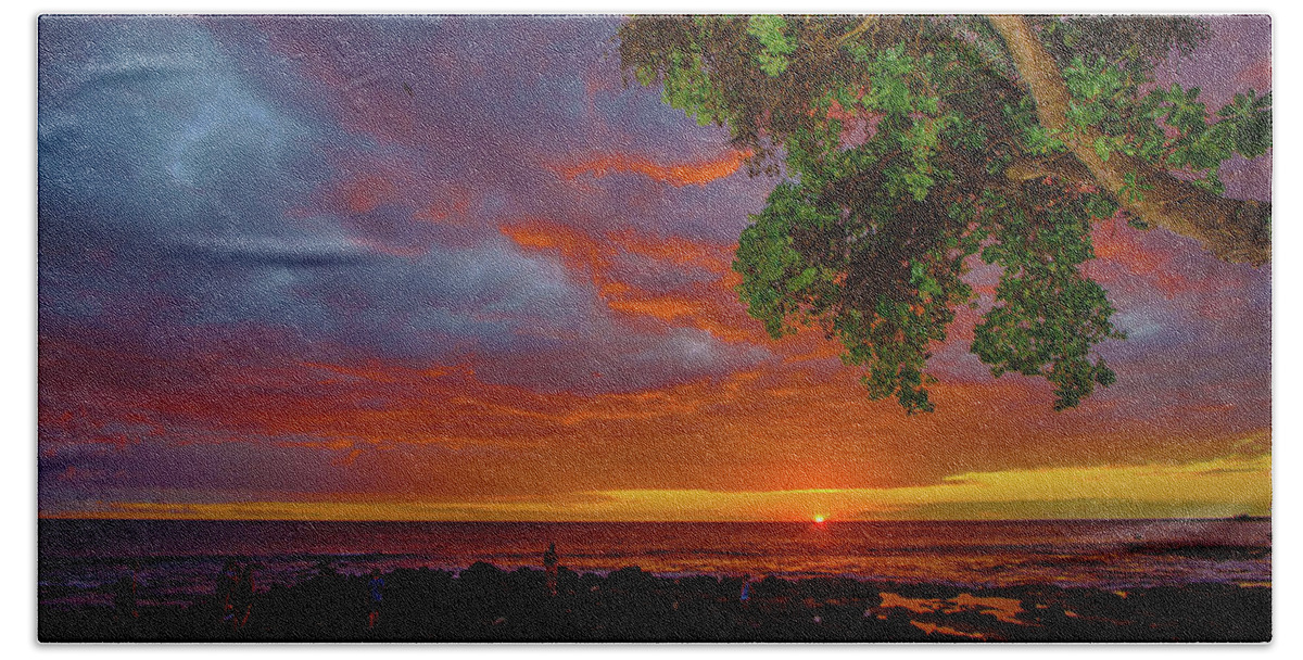 Hawaii Beach Towel featuring the photograph Tree Sea and Sun by John Bauer