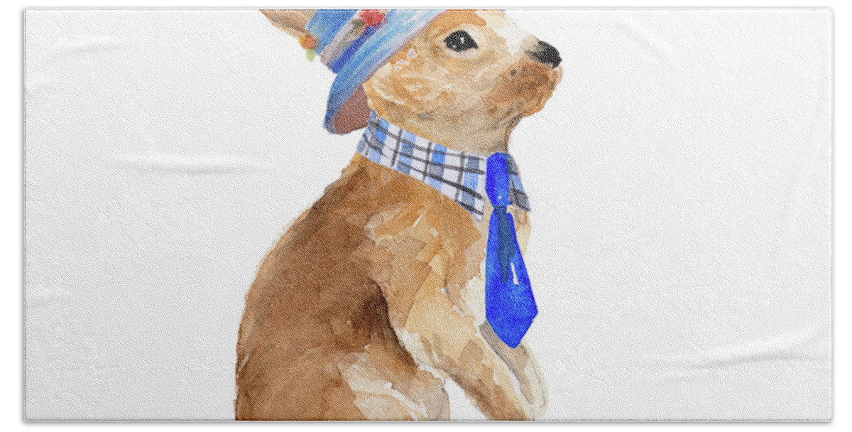 Trendy Beach Towel featuring the painting Trendy Meadow Buddy I (tie) by Lanie Loreth