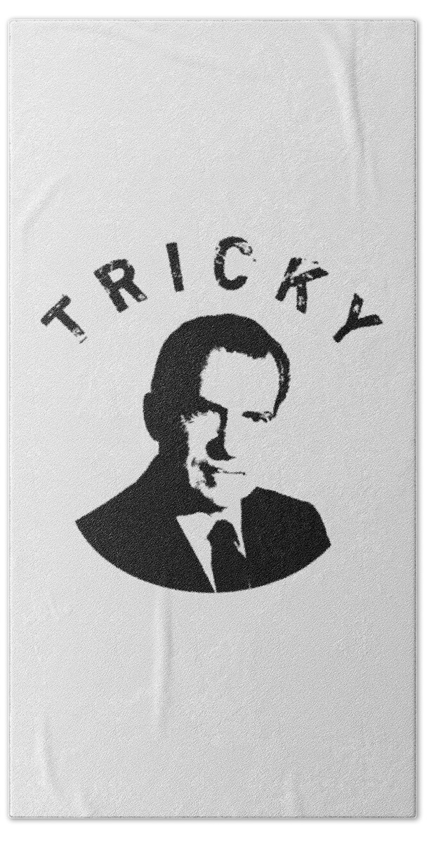Richard Nixon Beach Towel featuring the digital art Tricky Dick - Richard Nixon Graphic by War Is Hell Store