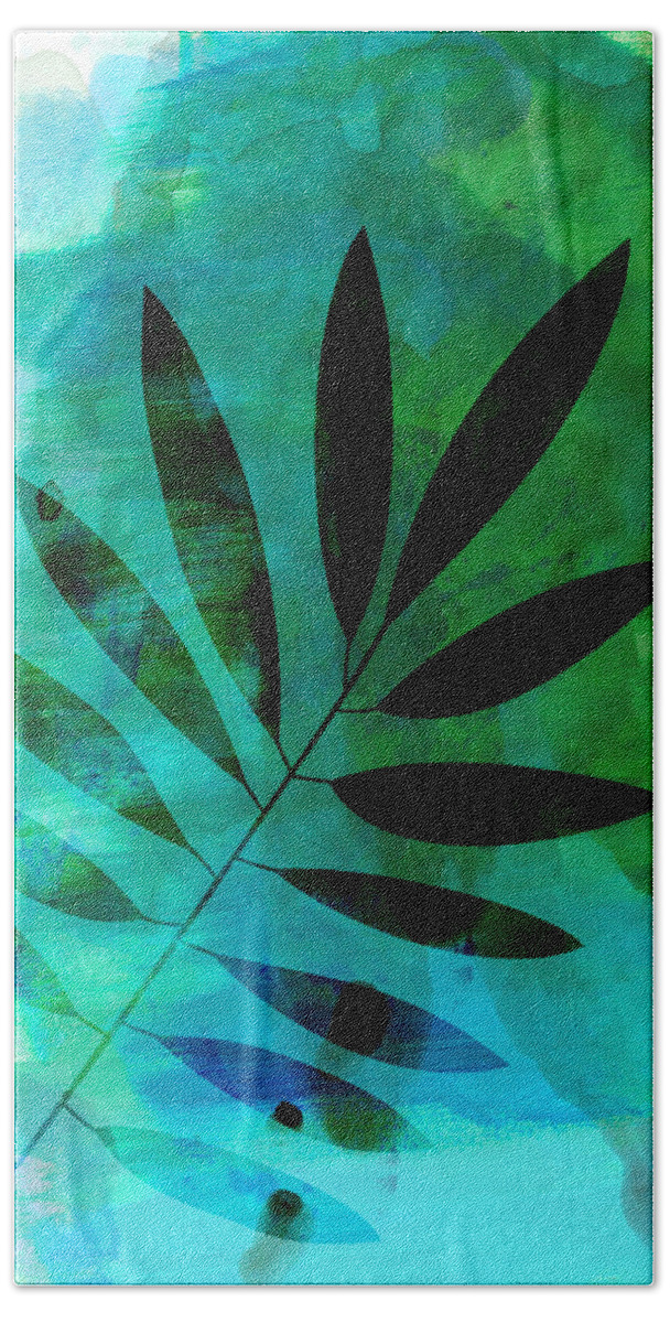 Tropical Leaf Beach Towel featuring the mixed media Tropical Leaf Watercolor by Naxart Studio