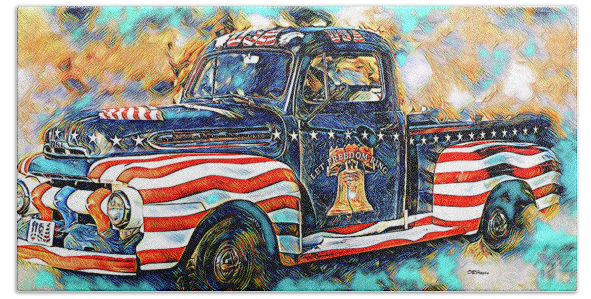 Trucks Beach Towel featuring the mixed media Trucking USA 2 by DB Hayes