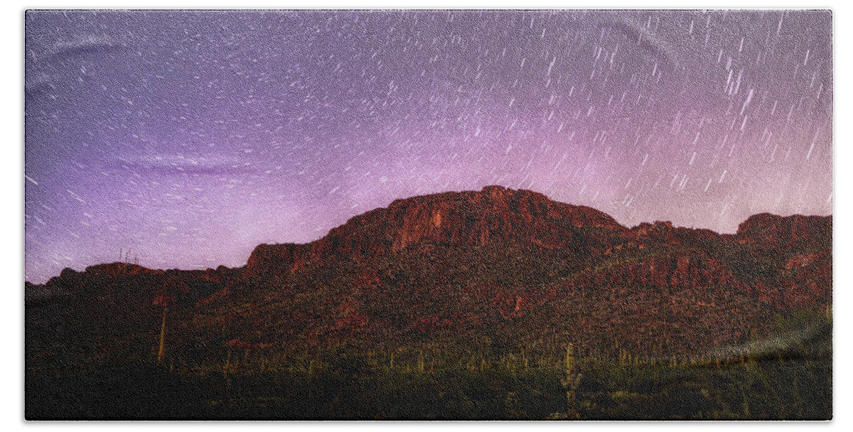 Stars Beach Towel featuring the photograph Tucson Mountains Star Trails by Chance Kafka
