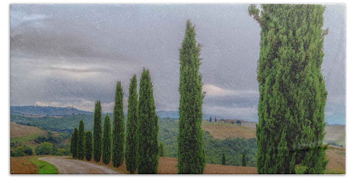 Tuscany Beach Towel featuring the photograph Tuscan Country Road by Lev Kaytsner