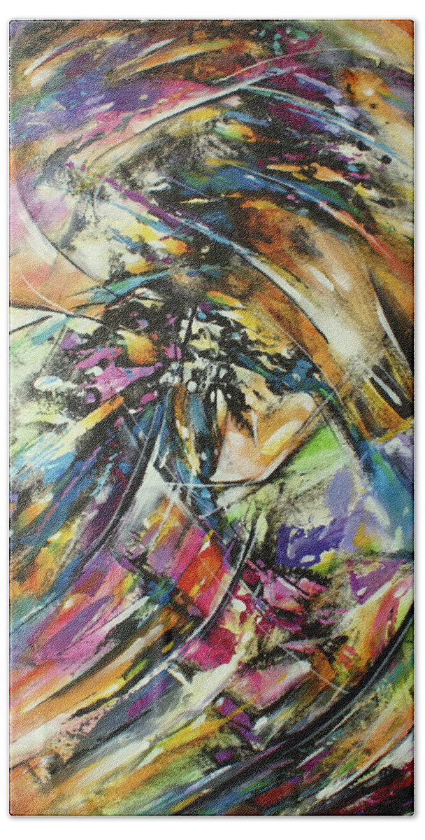 Abstract Beach Towel featuring the painting Twist by Michael Lang