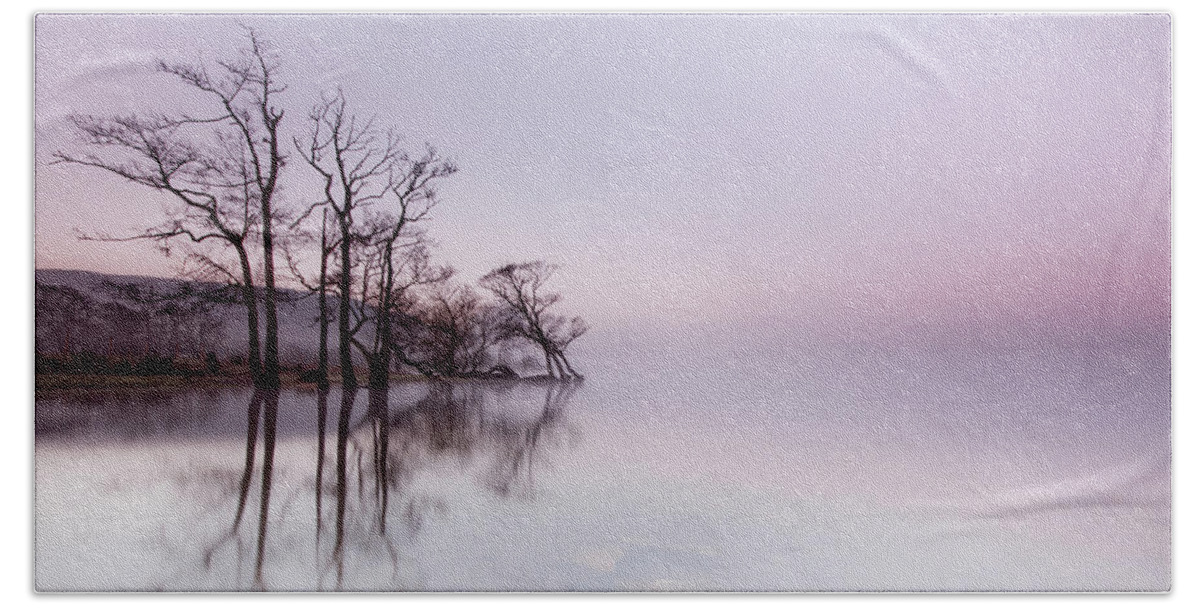 Landscape Beach Towel featuring the photograph Ullswater Mist at Sunrise by Anita Nicholson