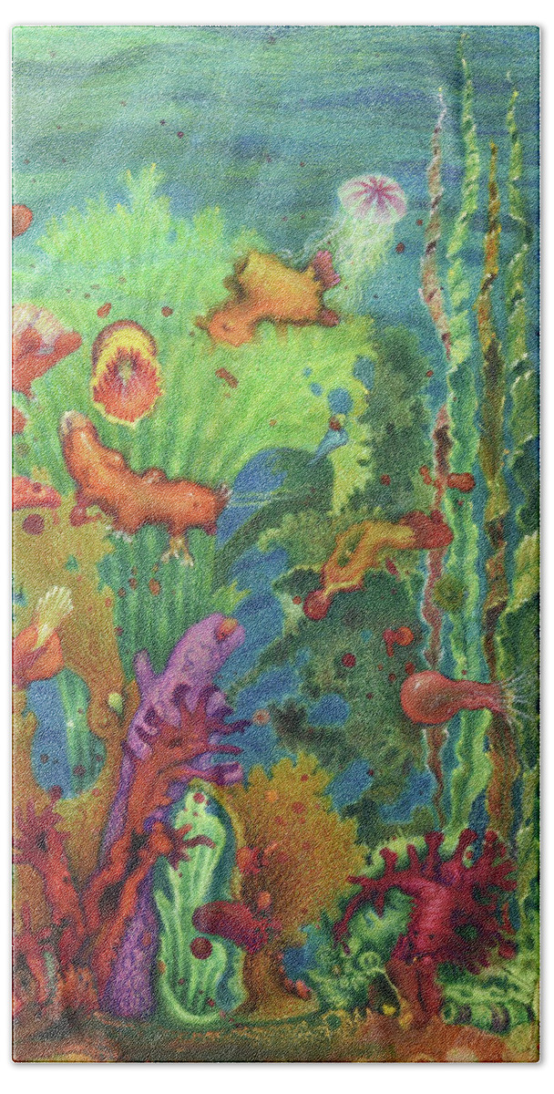 Undersea World Beach Towel featuring the painting Undersea II by Lynn Bywaters
