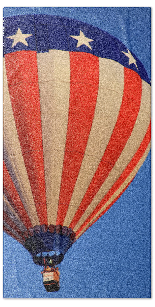 Hot Air Balloon Beach Towel featuring the photograph USA patriotic hot air balloon by Tatiana Travelways