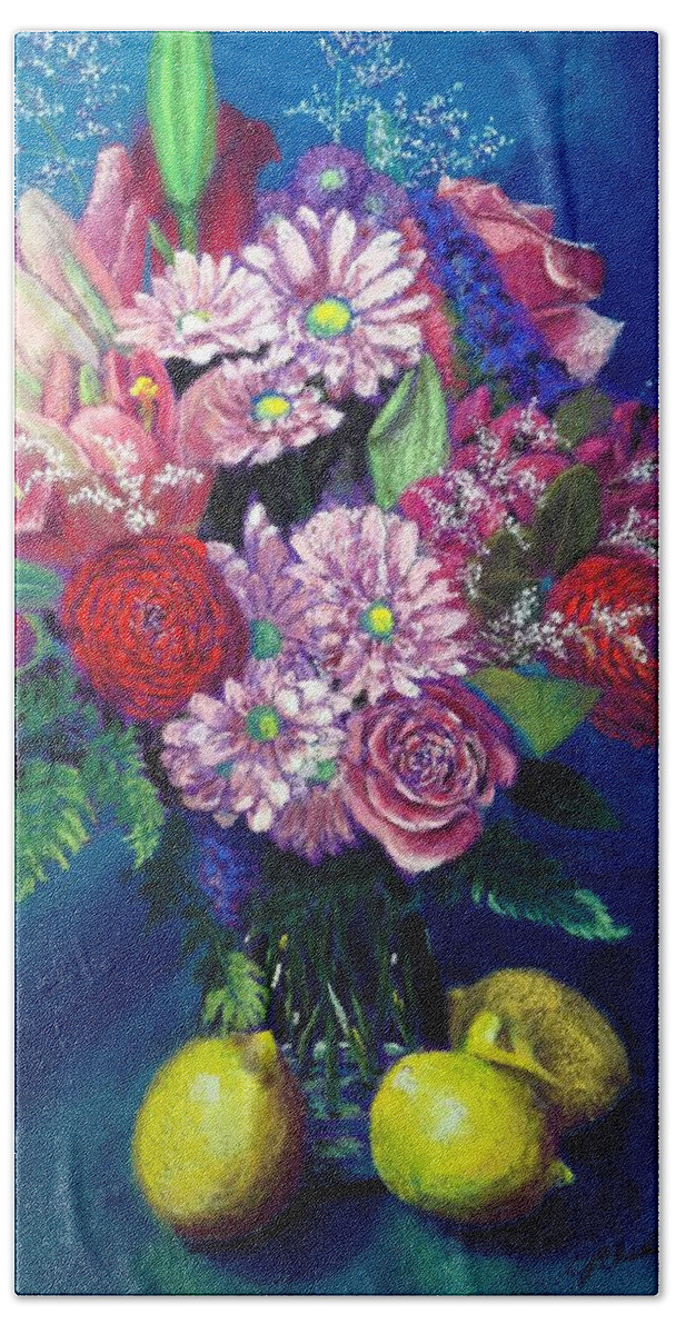 Floral Beach Towel featuring the pastel Valentine Bouquet by Jan Chesler