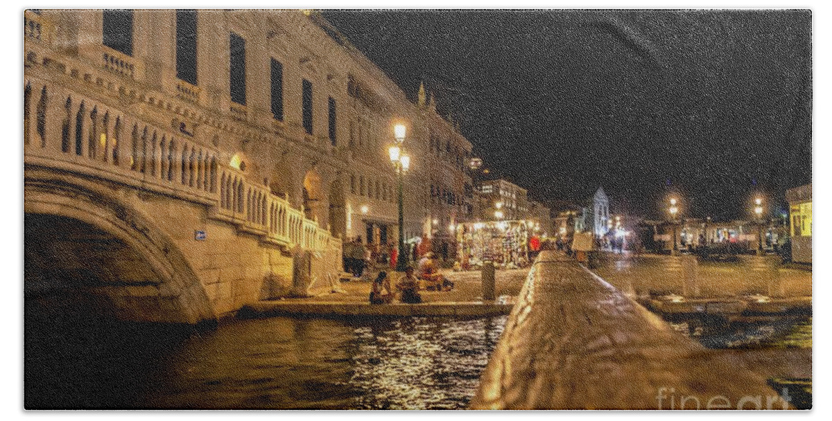 Venice At Night. San Marco By Marina Usmanskaya Beach Towel featuring the photograph Venice at night. San Marco by Marina Usmanskaya