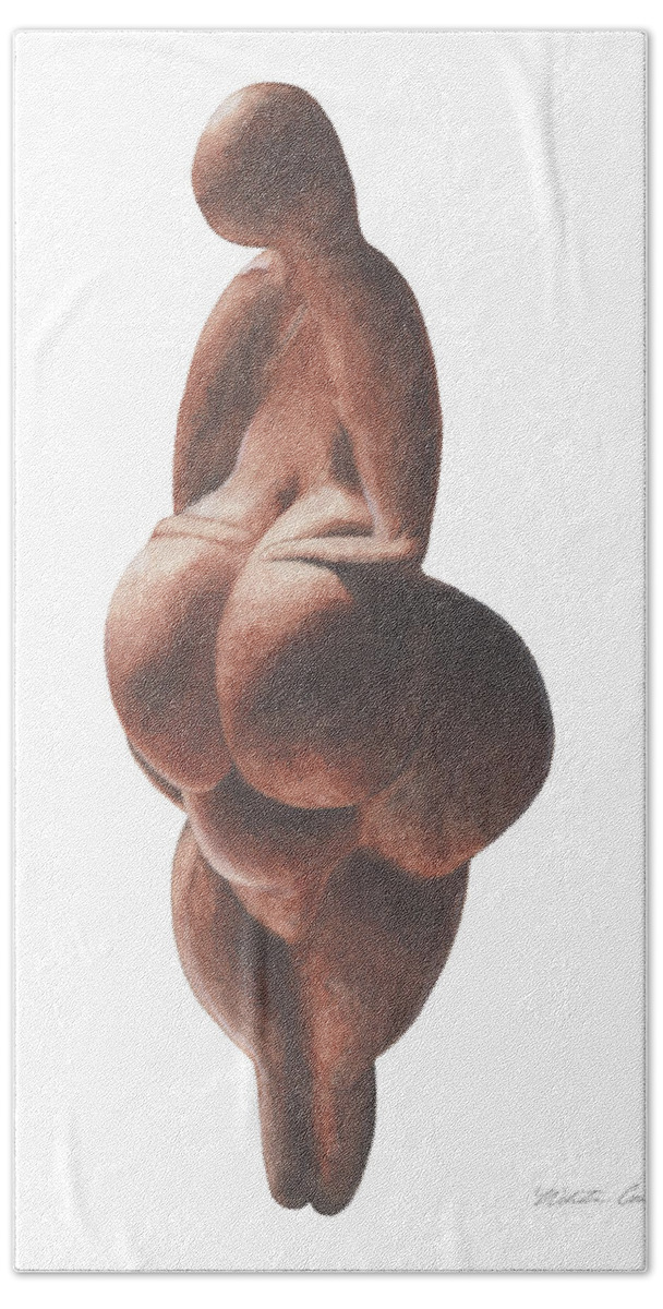 Venus Beach Towel featuring the drawing Venus de Lespugue by Nikita Coulombe